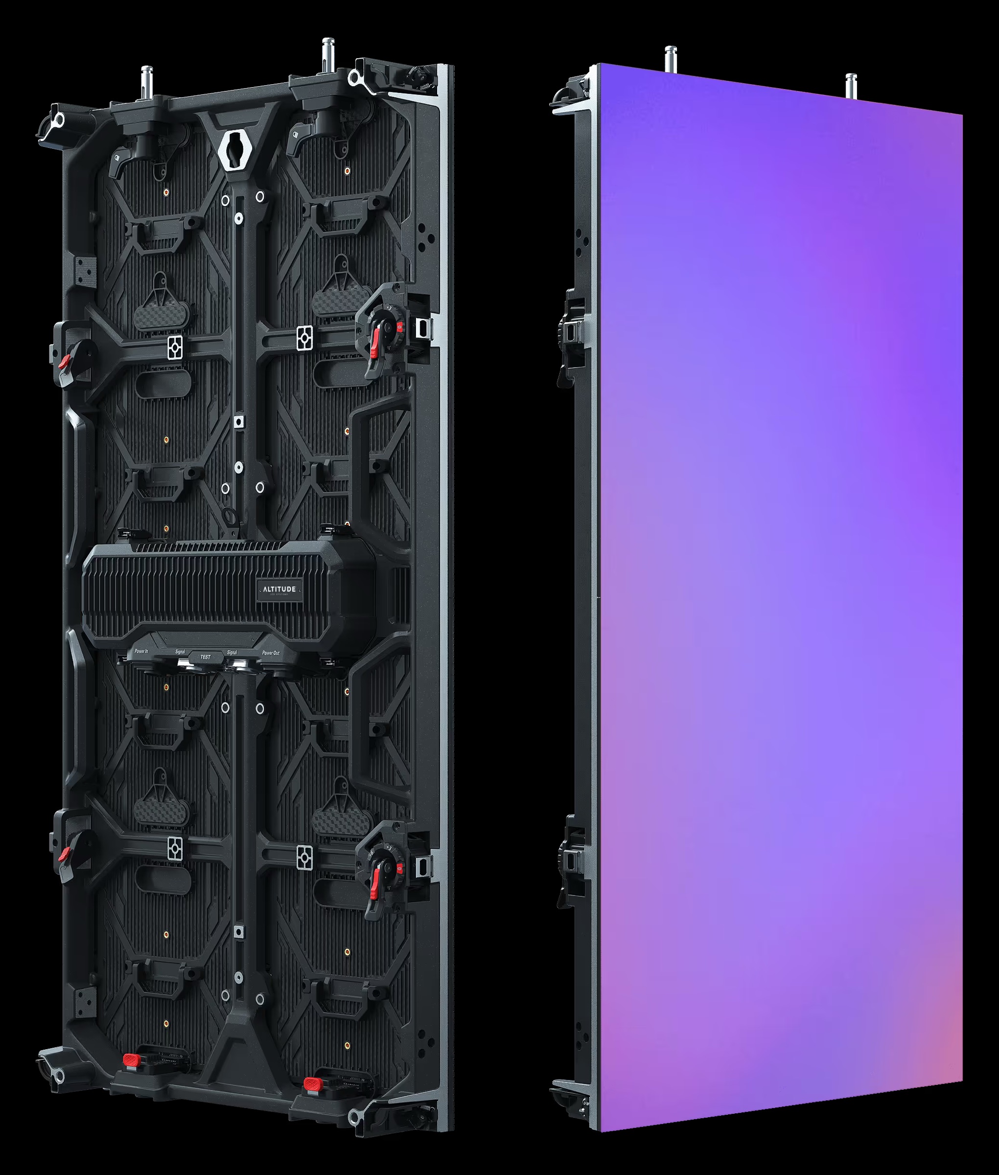 Altitude APEX series LED panel shown from the back and front
